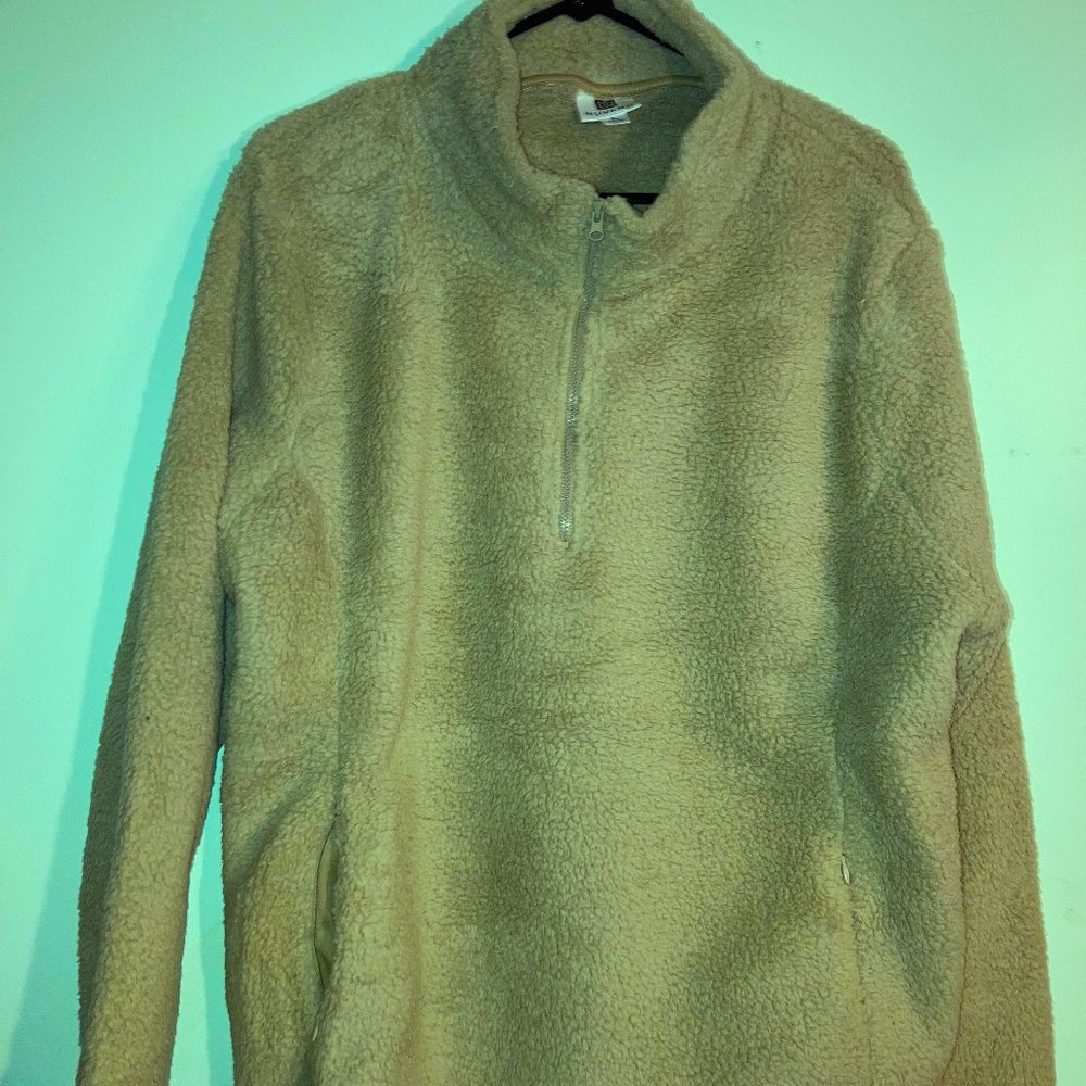 Nuvano Womens Beige Plush/Fleece Quarter-Zip Pullover Jacket - Sizes S, M.L,XL